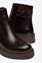 Elora Elastic Zippered Boots Brown - 6