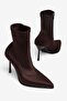 Rovina Thin Heeled Suede Boots Brown - 5