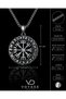 Stainless Steel Antique Silver Color Rune Letter Detailed Vegvisir Compass Viking Necklace - 5