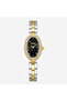 ساعة بيضاوية فضي وذهبي بمينا سوداء وأرقام عربية -TIMERA Two-Tone Oval Watch with Black Dial and Arabic Numerals