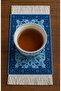 طقم حصائر صغيرة من الجلد للشاي والقهوة بتصميم الزهور الزرقاء لليوم الوطني السعودي - 6 قطع - 2
