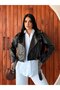 Women's Belted Zippered Leather Biker Jacket - 6