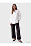 White Scarf Collar Women's Shirt Tunic - 3