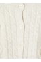 Lcw Modest Ecru Crew Neck Lace-Up Women's Knitwear Cardigan - 7