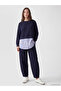 Lcw Modest Navy Blue Soft Touch Striped Women's Sweatshirt Tunic - 2