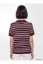 Ozmarka New Season Burgundy Polo Collar Striped Women's Knitwear Sweater - 4