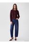 Ozmarka New Season Burgundy Crew Neck Women's Knitwear Cardigan - 2