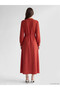 Peak New Season Red Dress with Bicycle Collar and Decorative Button Details. - 4