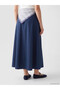 Lcw Modest Navy Blue Flared Skirt with Scarf Detail - 3