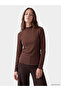 Lcw Modest Brown High Neck Women's Ribbed Bodysuit
