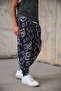 Men's Pleated Elastic Cuffed Patterned Shalwar Trousers - 5