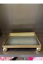 Gold Metal Mesh Mirrored Decorative Tray Rectangular 37X25 cm Globe Stand Presentation Tray Coffee Table and Dresser Accessory - 3