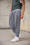 Men's Pleated Elastic Cuffed Patterned Shalwar Trousers - 2