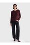 Lcw Modest Burgundy Hair Braid Patterned Women's Knitwear Cardigan - 2