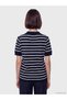 Vizyon New Season Navy Blue Polo Collar Striped Women's Knitwear Sweater - 4