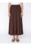 Özmarka New Season Brown Elastic Waist Hair Braid Patterned Knitwear Skirt - 2