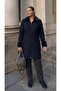 Fur-Collared Steel Knitted Women's Coat - 2