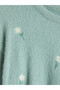Ozmarka New Season Green Crew Neck Embroidered Girls' Knit Sweater - 3
