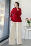 Premium Back-Tie Double Face Blouse - Red - 4