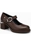 Labranda Genuine Leather Comfort Orthopedic Women's Classic Heeled Shoes Brown - 3