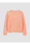 Peak New Season Pink Crew Neck Patterned Girls' Knit Sweater - 2