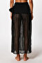 Black Mesh Long Skirt with Ties - 4