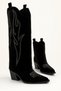 Sierra Women's Black Western Cowboy Heeled Suede Trousers Boots - 2