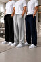 3 Pieces Men's Trendy Baggy Sweatpants (Black+Grey+Navy Blue) - 2