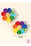 2-Piece Set of Cute Smiley Face Floral Girl's Hair Clips 5cm - Vibrant Colorful Clip-On Side Hair Clips - 5