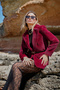 Fox Fur Lined Double-Breasted Collar Jacket with Gold Belt - 5