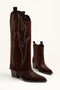 Sierra Women's Bitter Brown Western Cowboy Heeled Suede Trousers Boots - 2