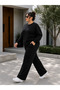 Plus Size Soft Texture Flexible Loose Comfortable Tracksuit Set - 2