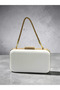 Bridal Bag Ecru Pearl White Striped Satin Gold Detailed Crystal Stone Women's Evening Dress Bag Wedding Engagement Graduation - 3