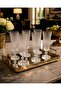 Set of 6 Crystal-Looking Water Glasses with Footed Design – Special Embossed Striped Design – Stylish and Elegant Tableware Presentation - 3