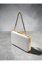 Bridal Bag Ecru Pearl White Striped Satin Gold Detailed Crystal Stone Women's Evening Dress Bag Wedding Engagement Graduation - 2