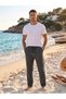 Men's Linen Blend Comfortable Cut Pants with Elastic Waist (Lightly Textured & Pockets) - 3