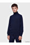 Ozmarka New Season Navy Blue Turtleneck Boy's Knitwear Sweater - 2
