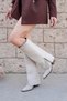 Raven Women's Beige Heeled Western Cowboy Suede Studded Trouser Boots - 3