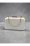 Bridal Bag Ecru Pearl White Striped Satin Gold Detailed Crystal Stone Women's Evening Dress Bag Wedding Engagement Graduation - 5
