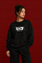 Berserk Anime Eye Printed Black Oversize Sweatshirt Unisex Japanese Style Crew Neck - 2
