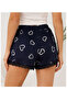 Women's Navy Blue Flexible Viscose Combed Cotton Shorts with Ruffled Hem - 4