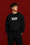 Berserk Anime Eye Printed Black Oversize Sweatshirt Unisex Japanese Style Crew Neck
