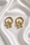 Charm Stone Daisy Hoop Earrings - 2