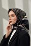 Tivil Silk Scarf 17147 - 1 - 0001- 0003 Black Cream Circle Pattern