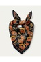 Authentic Black Tile Floral Pattern - Twill Silk Texture - Multi-Purpose Square Bandana Scarf for Neck and Chest - 2
