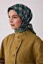 Tivil Silk Scarf Green 4421 80 Geometric Pattern - 2
