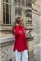 Women's Shirt with Bead Embroidery on Front and Sleeves, Standard Pants Size Suit - 4
