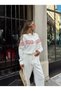 Women's Shirt with Bead Embroidery on Front and Sleeves, Standard Pants Size Suit - 7