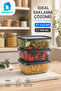 3-Piece Square Storage Container Set 3X900 ml with Smoked Transparent Black Lid, Bpa Free - 3