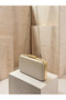 Skin Color Striped Satin Gold Detailed Crystal Stone Chain Strap Women's Evening Dress Bag Wedding Engagement Graduation - 5